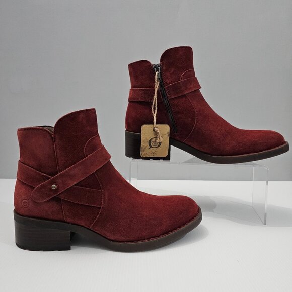 NEW Born Tori Ankle Bootie Western Dark Red Suede Leather Size 8 - Picture 3 of 14